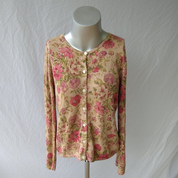 Liz Claiborne Floral Beaded Sweater - Picture 1 of 4